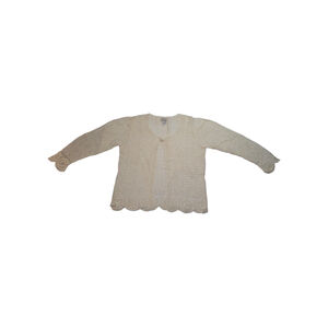 Women's LEF Crochet Cardigan Sweater 1XL White Ivory Long Sleeve